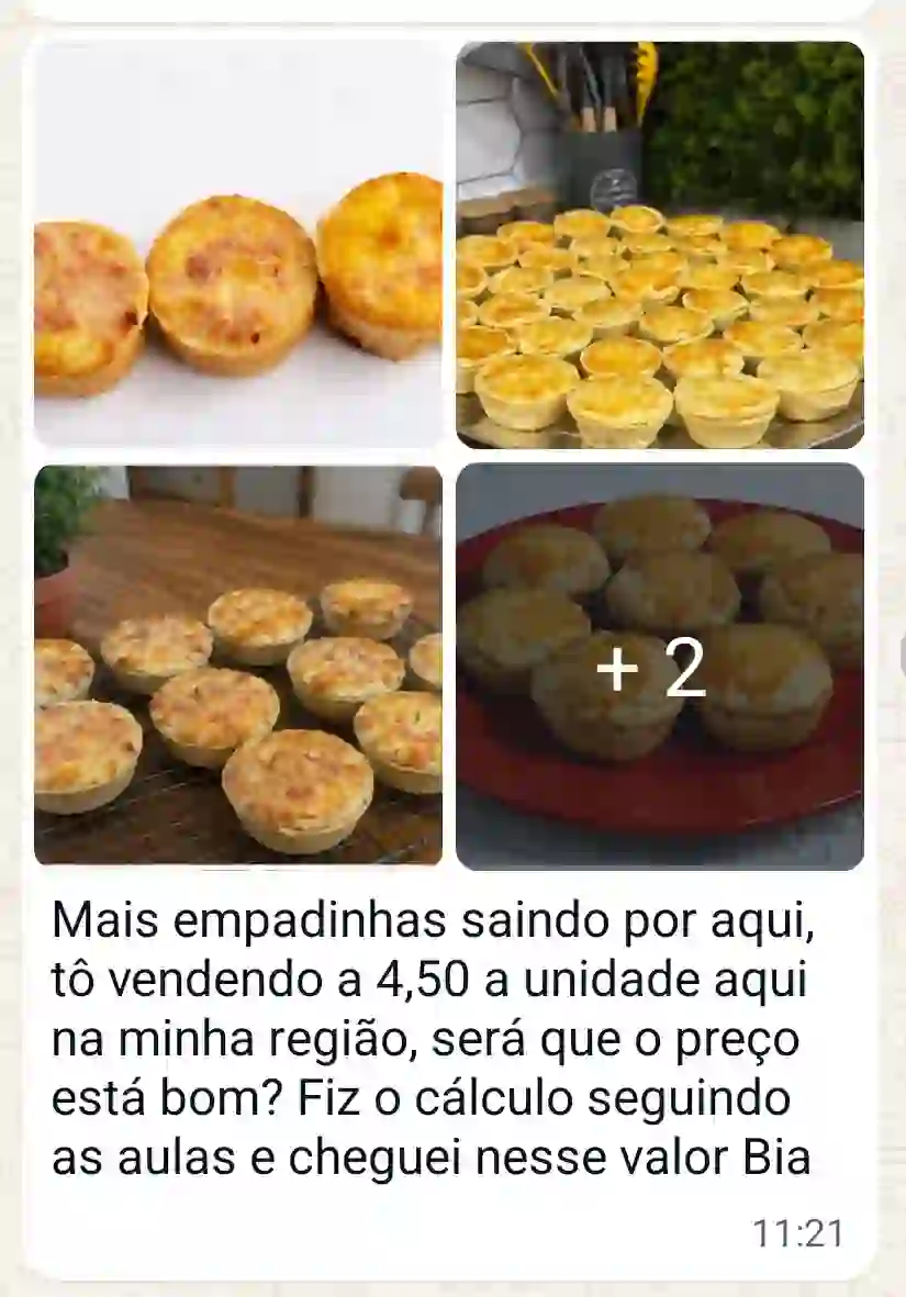 Print de depoimento de aluna sobre o curso Empadão Perfeito